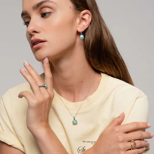 TI SENTO GOLDEN TURQUIOSE WITH BLUE CZ