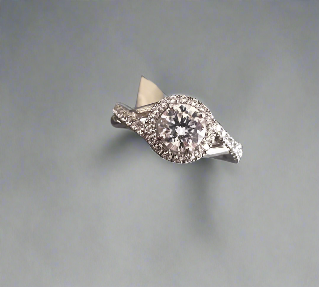 Suspiria Ring Esmerald Cut CZ Solitaire Center with Eternity Band