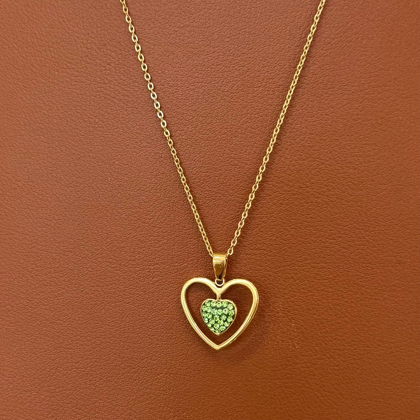 Stainless Steel Necklace Double Heart