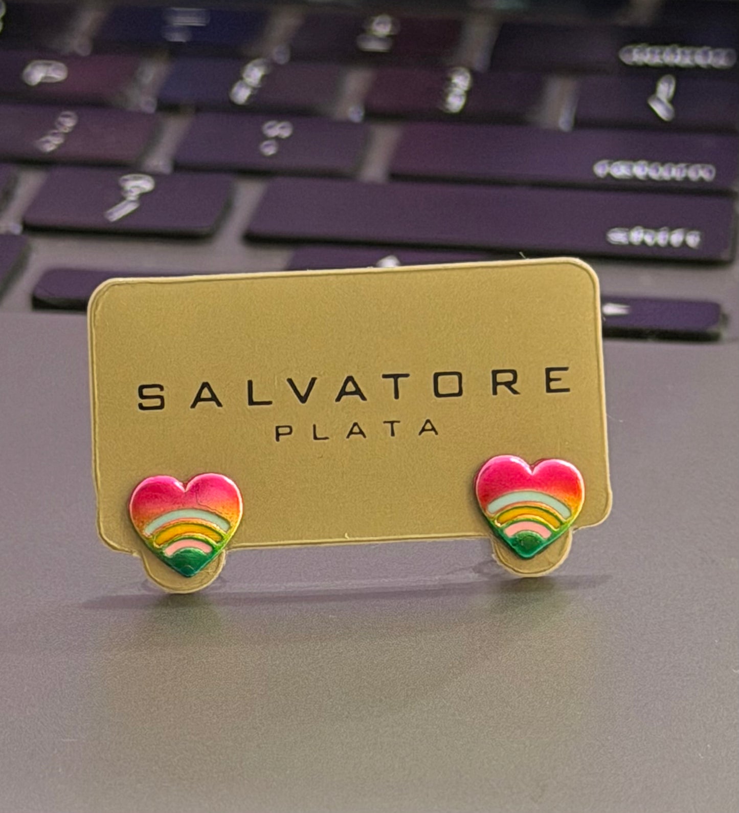 Heart Rainbow Multicolor Earring Stud
