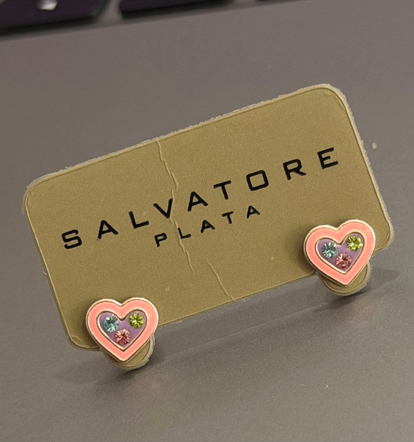 Heart Pink Enamel Earring Stud