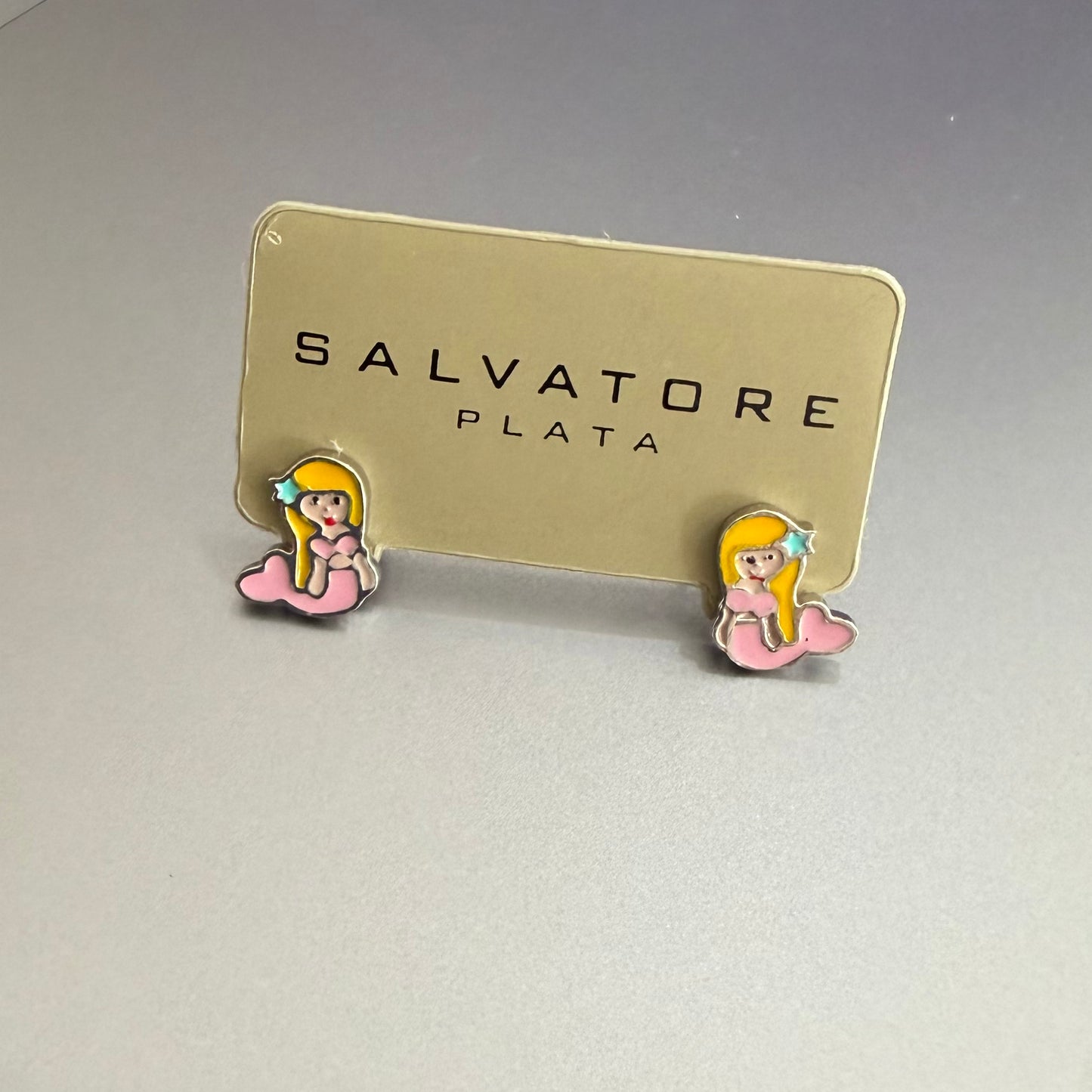 Mermaid with Multi-colored Enamel Earring Stud (02A0178)