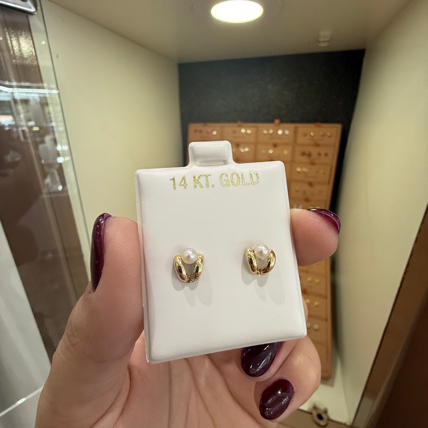 GOLD! EARRING STUD PEARL 14K