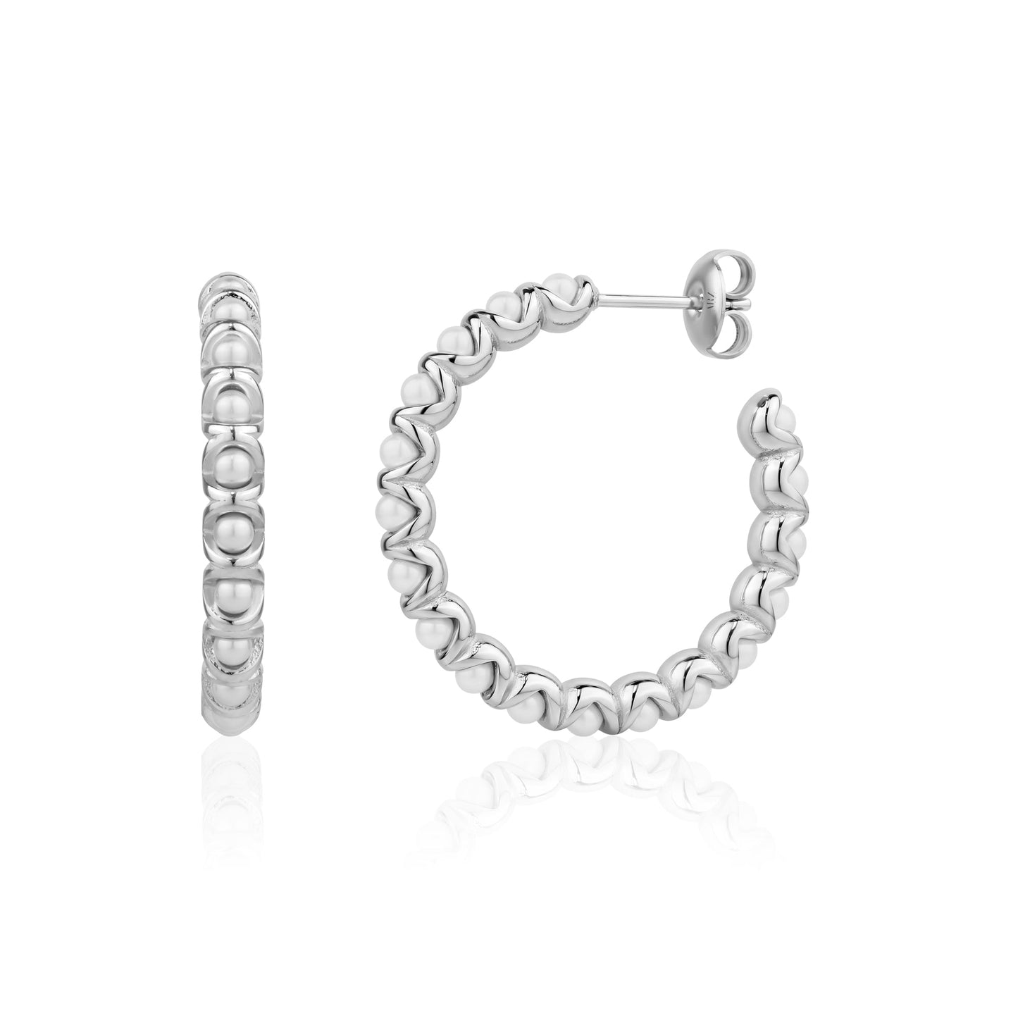 A.R.Z. SHELL PEARL HOOP EARRINGS (ZW-E62W)