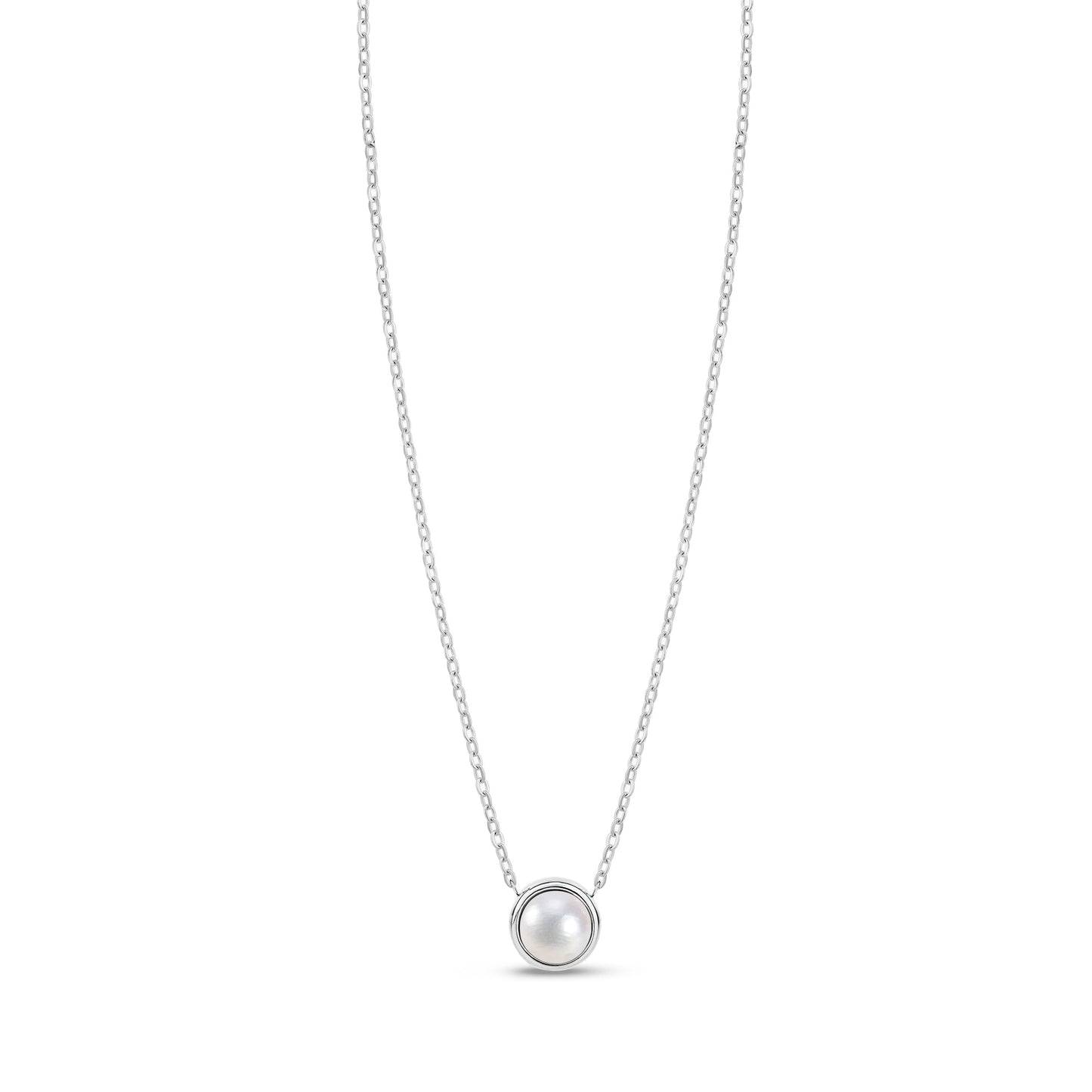 A.R.Z. MOTHER OF PEARL ROUND PENDANT NECKLACE (ZW-N112W)