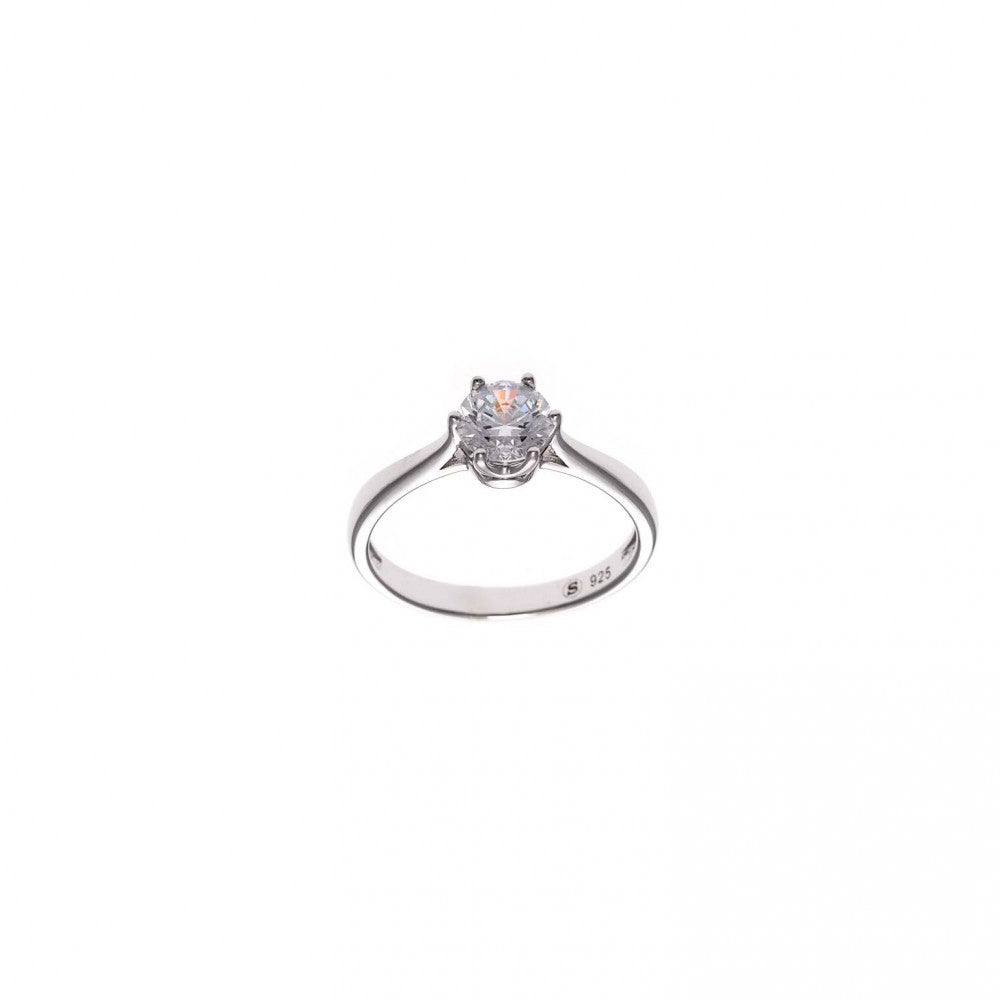 SOLITAIRE RING SILVER WITH ZIRCONIA