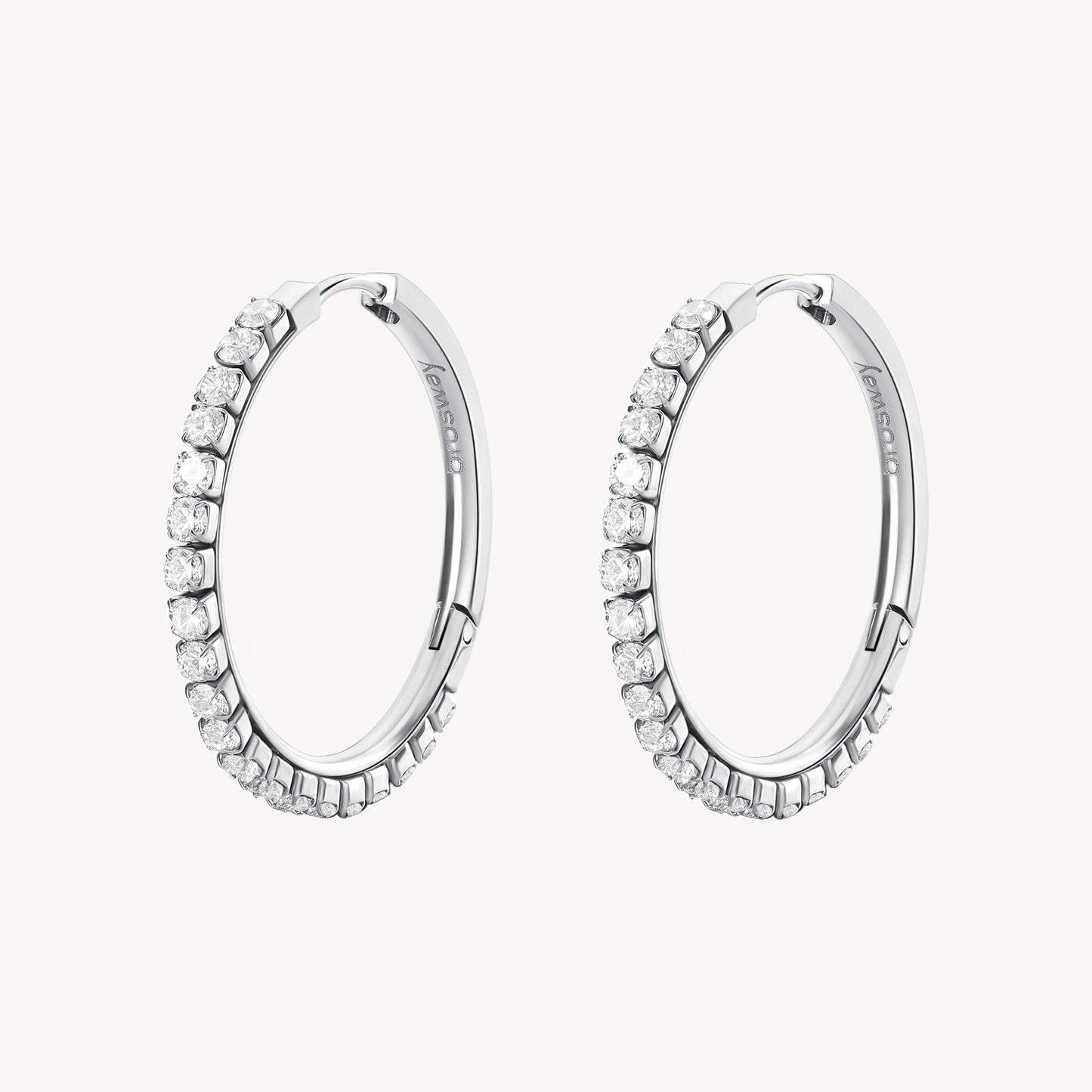 EARRINGS DESIDERI STEEL HOOP WITH CZ