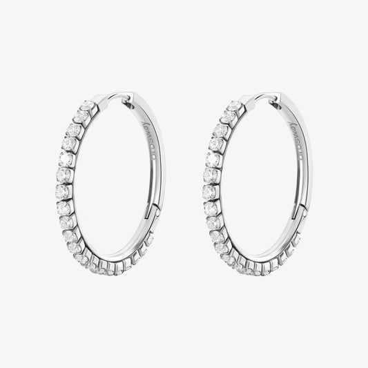 EARRINGS DESIDERI STEEL HOOP WITH CZ
