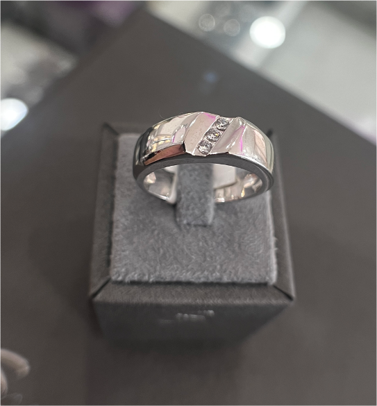 Suspiria Ring – 3 Diagonal CZ Band from the Bridal Collection