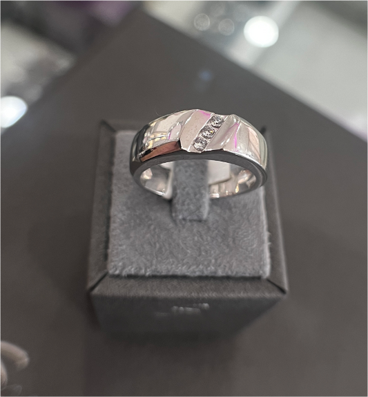 Suspiria Ring – 3 Diagonal CZ Band from the Bridal Collection