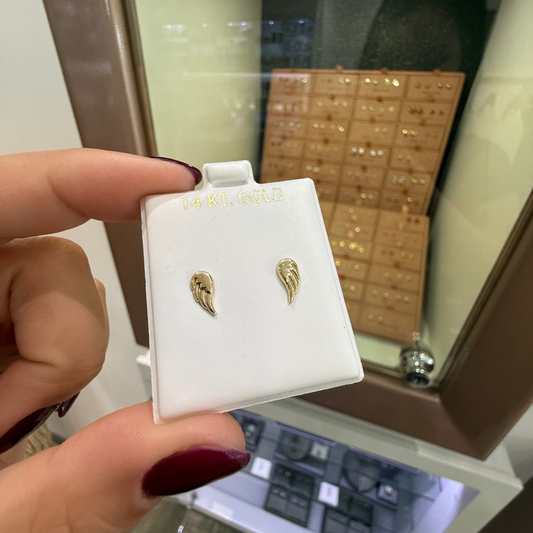 GOLD! EARRING STUD WINGS 14K