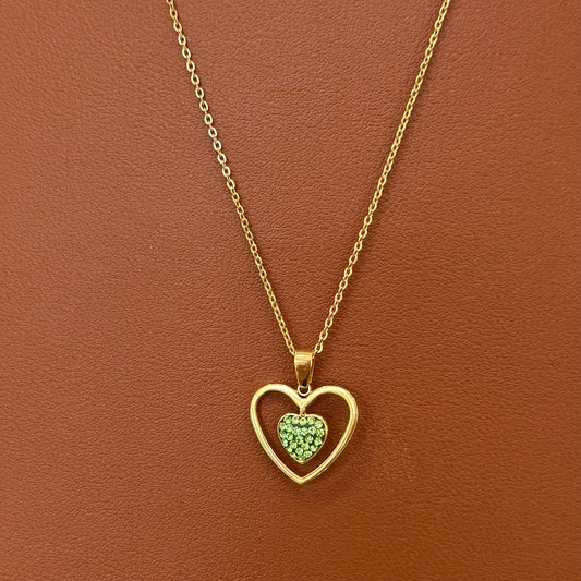Stainless Steel Necklace Double Heart
