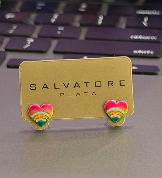 Heart Rainbow Multicolor Earring Stud