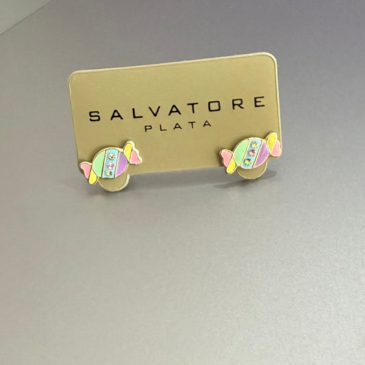 Candy with Multi-colored Enamel Earring Stud (266A0014)