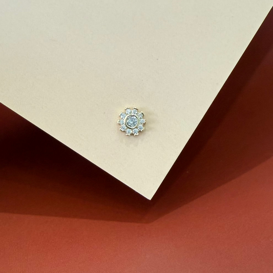 GOLD! EARRING CARTILAGE SINGLE SUN CZ 14K