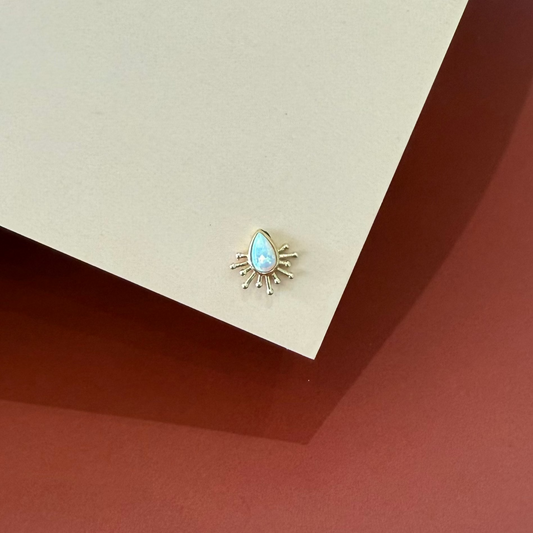 GOLD! EARRING CARTILAGE SINGLE DROP OPAL 14K