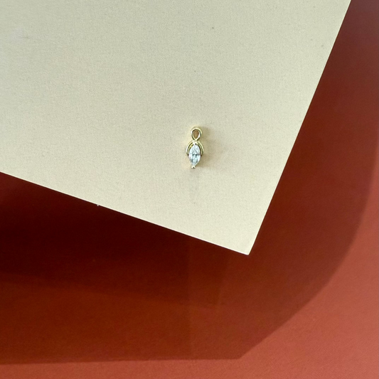 GOLD! EARRING CARTILAGE SINGLE MINI MARQUISE CZ 14K