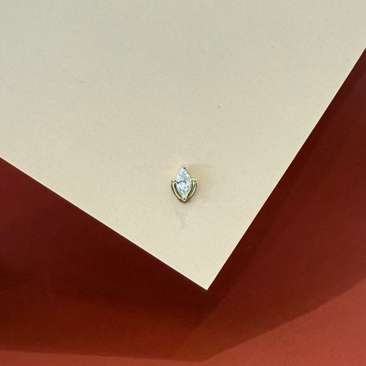 GOLD! EARRING CARTILAGE SINGLE MARQUISE CZ 14K