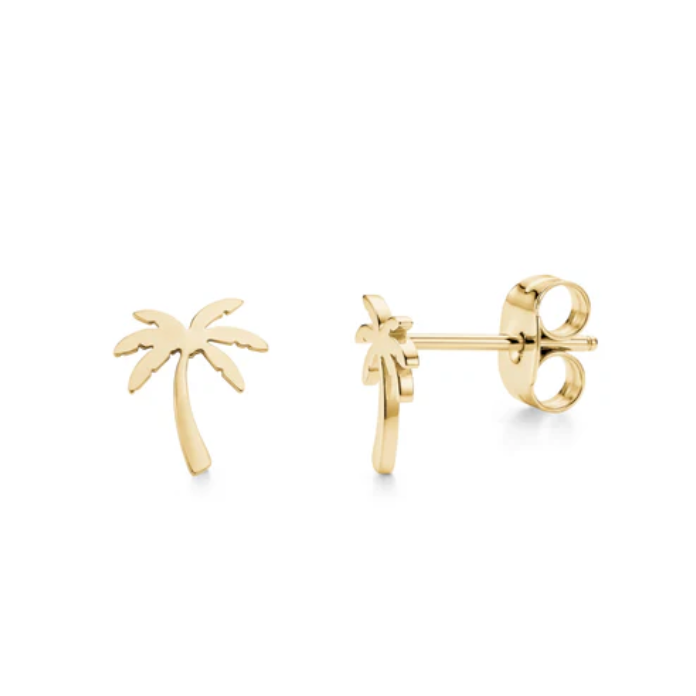 A.R.Z. MINIMAL PALM TREE STUD EARRINGS (SSE229G)