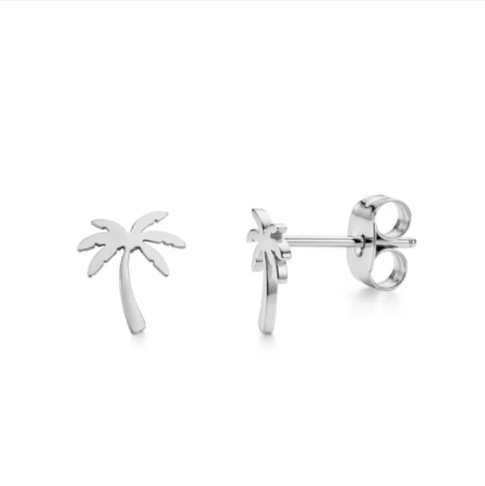 A.R.Z. MINIMAL PALM TREE STUD EARRINGS (SSE229W)