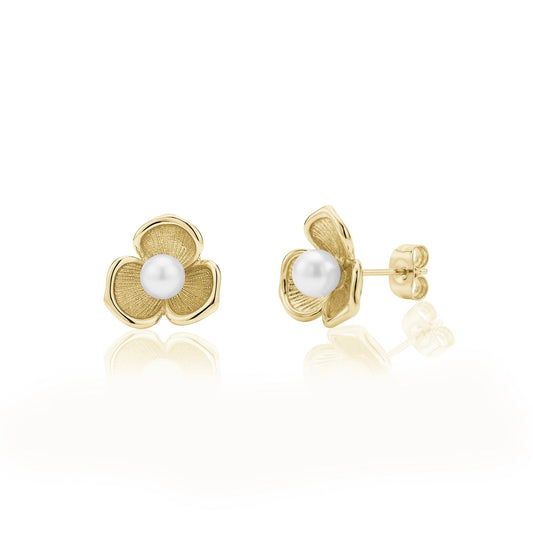 A.R.Z FLOWER PEARL STUD EARRINGS (ZW-E64G)