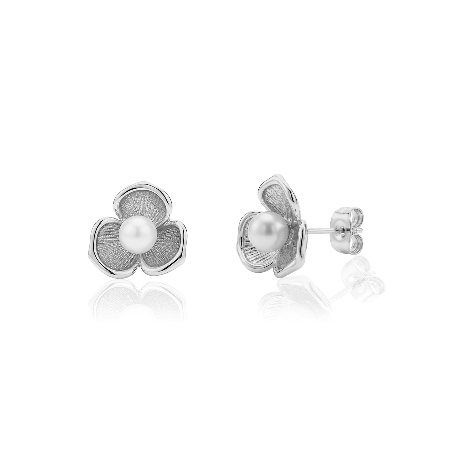 A.R.Z. FLOWER PEARL STUD EARRINGS (ZW-E64W)