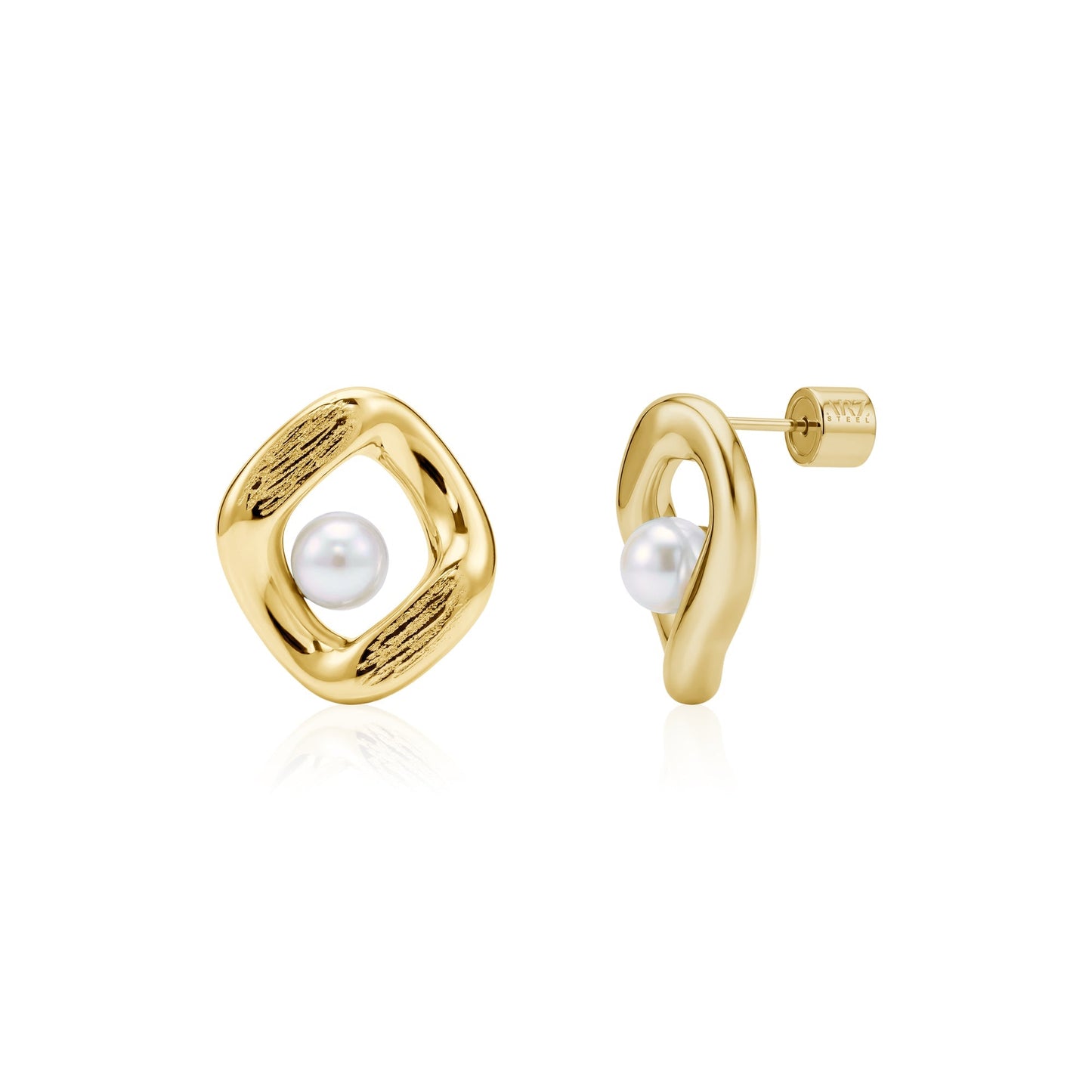 A.R.Z. PEARL HALO STUD EARRINGS (ZW-E79G)