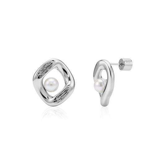 A.R.Z. PEARL HALO STUD EARRINGS (ZW-E79W)