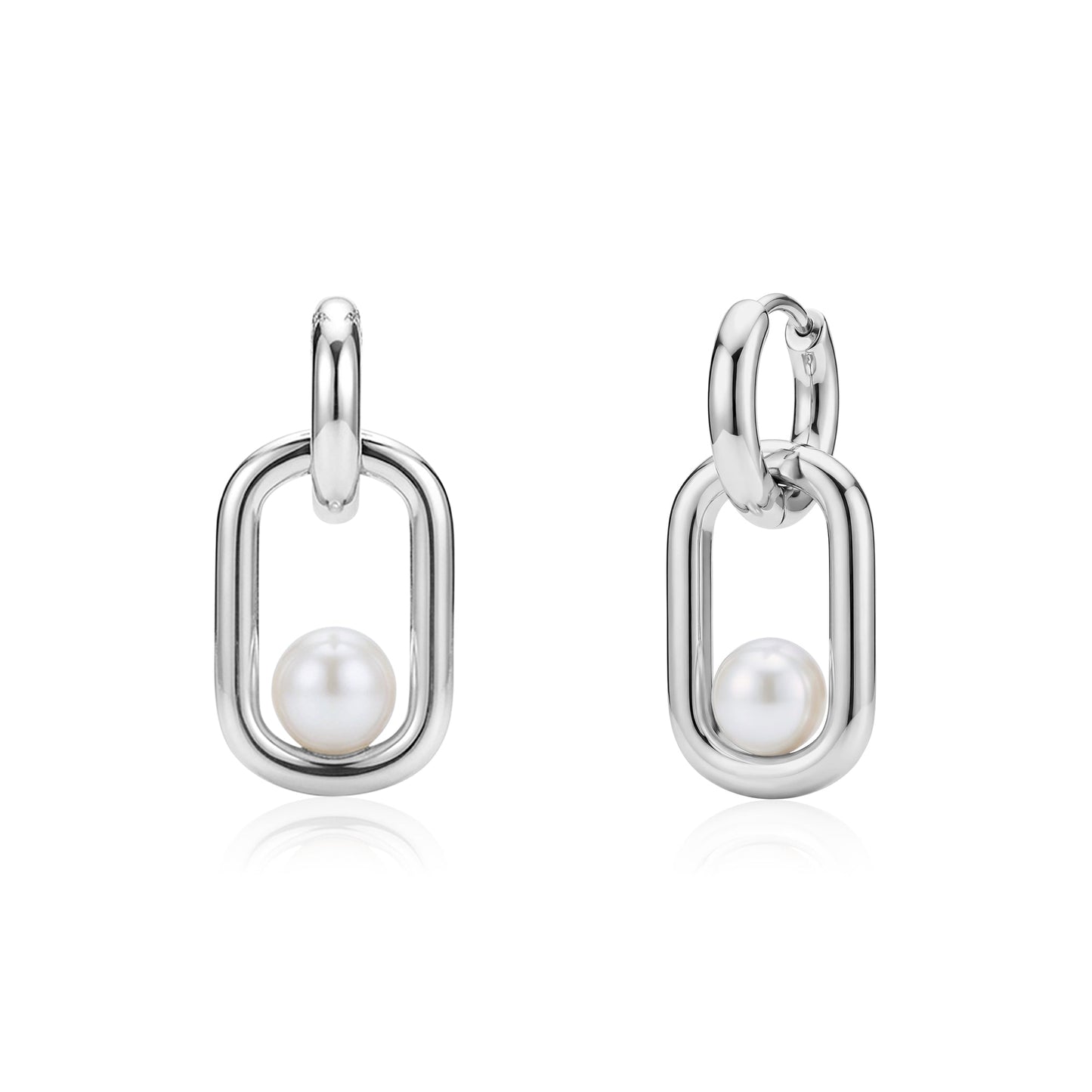 A.R.Z. PEARL LINK MODERN EARRINGS (ZW-E80W)