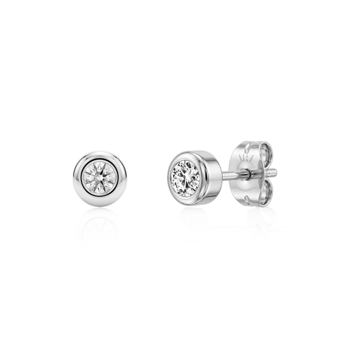 A.R.Z. ENCASED ROUND STUD EARRINGS (ZW-E84W)