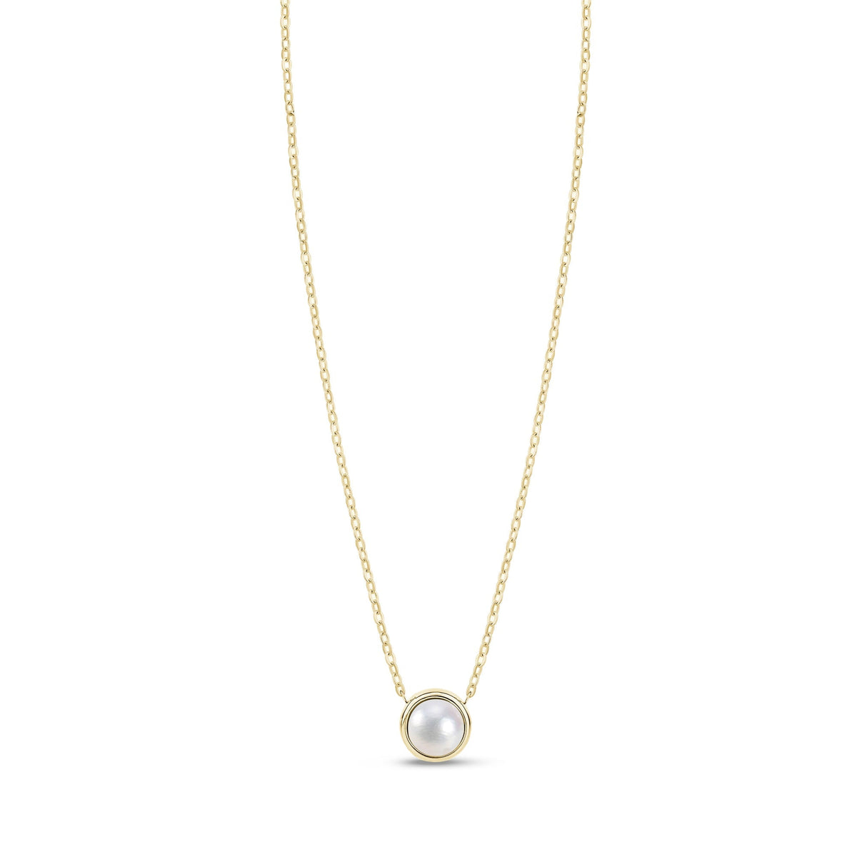 A.R.Z. MOTHER OF PEARL ROUND PENDANT NECKLACE (ZW-N112G)