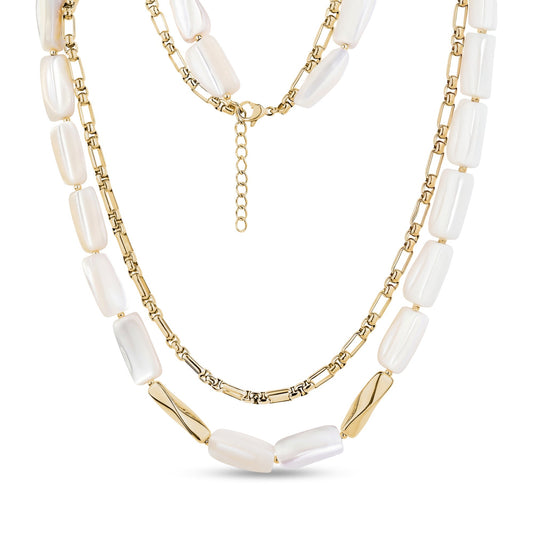 A.R.Z. PEARLESCENT BAR LINK NECKLACE (ZW-N79)